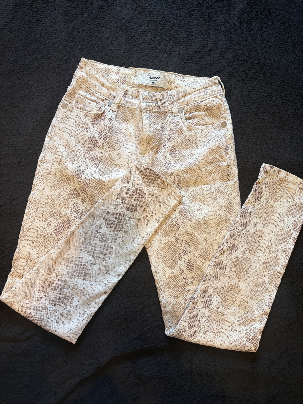 Agent Provocateur Beige Snake-Print Skinny Jeans